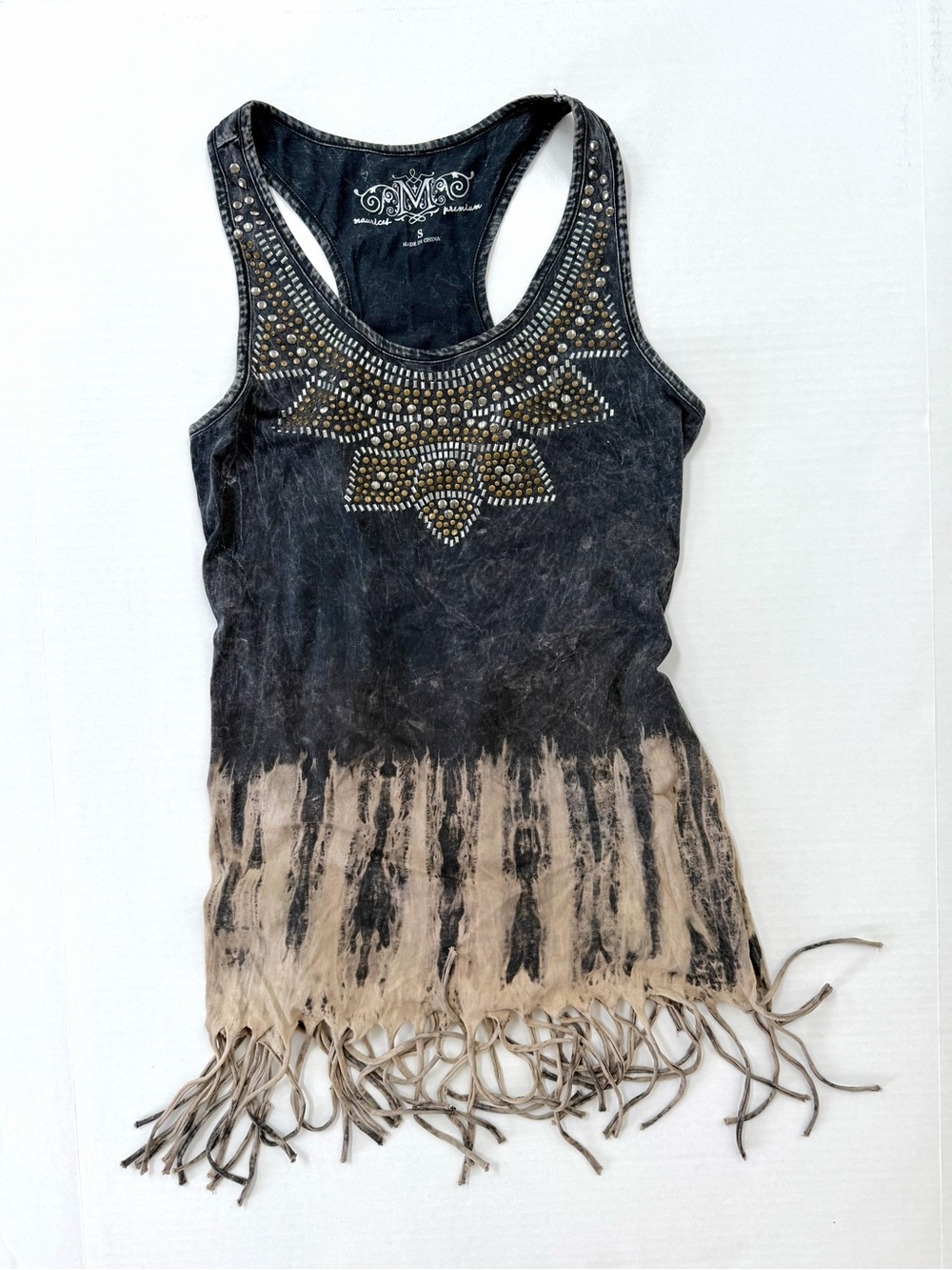 Studded Fringe Acid Wash Western Tank By Maurice’s Y2K Womans Small